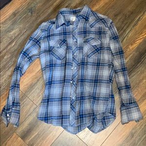 Blue and grey Pearl snap